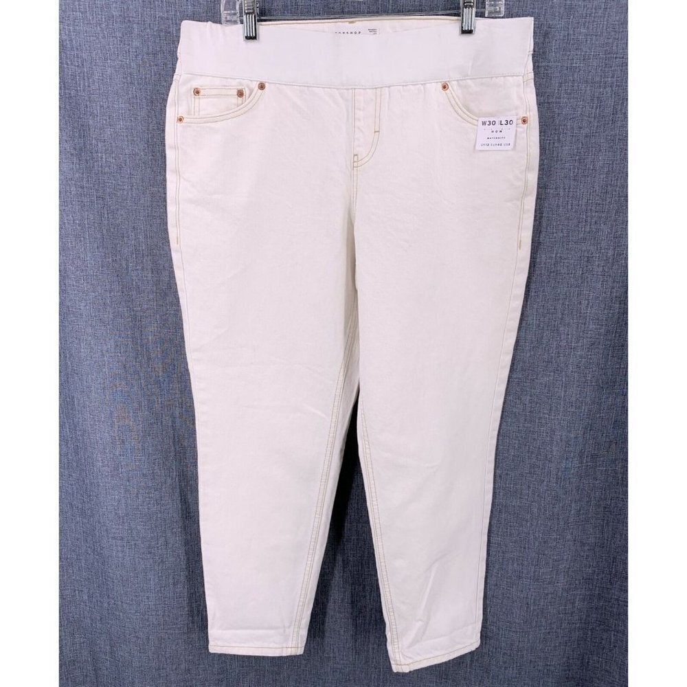 NWT TopShop Maternity Mom White Cotton Denim Jeans Size 8